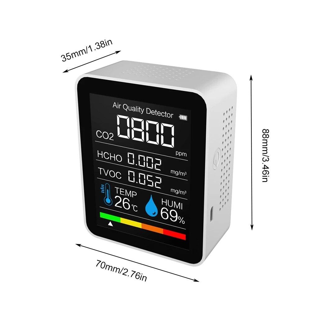CO2 Carbon Dioxide Detector, Indoor Air Quality Monitor 4-in-1 Portable CO2  Monitor, Tester for Carbon Dioxide, Temperature & Relative Humidity, CO2