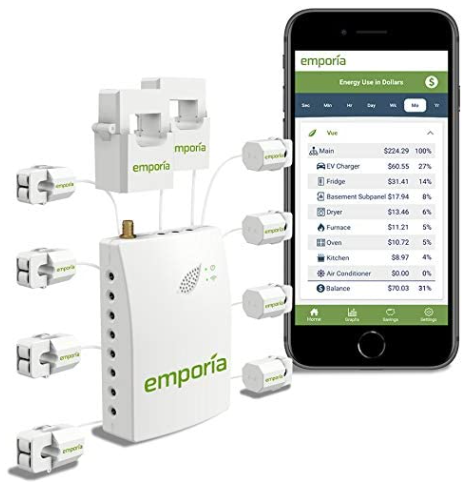 EMPORIA ENERGY gen 2 : Smart Home Energy Moniteur MONO(TRI) avec 0CT à 16xCT/bobine 50Amp, temps réel électricité Moniteur/mètre