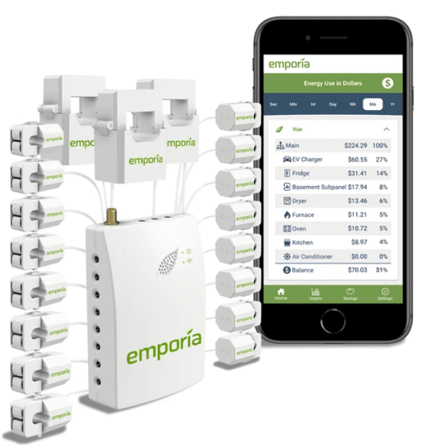 EMPORIA ENERGY gen 2 : Smart Home Energy Moniteur avec 8x CT 50Amp, temps réel électricité Moniteur/mètre - MultiShop.lu