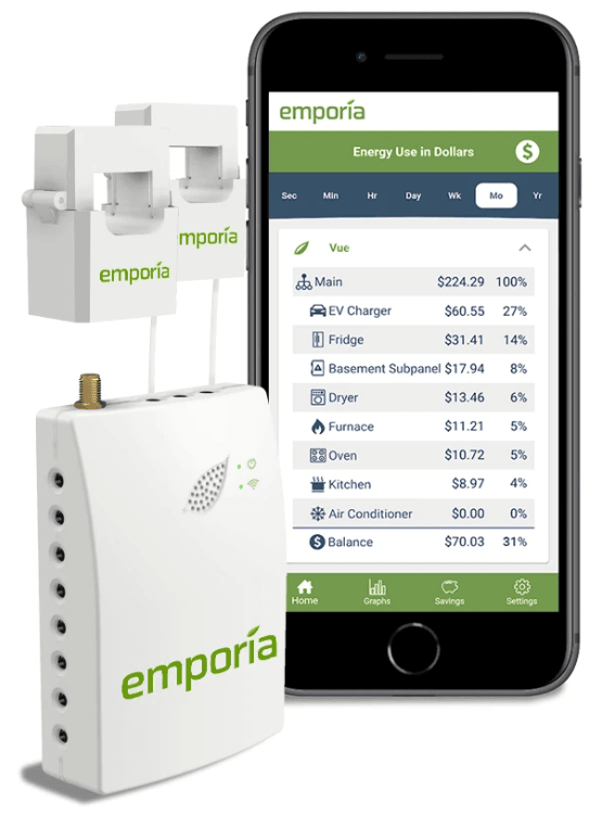 EMPORIA ENERGY gen 2 : Smart Home Energy Moniteur avec 8x CT 50Amp, temps réel électricité Moniteur/mètre - MultiShop.lu