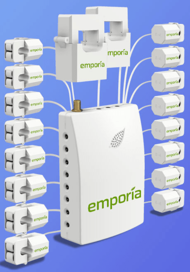 EMPORIA ENERGY gen 2 Vue Emporia Smart Home Energy Moniteur avec 8 50a Circuit capteurs de Niveau | Temps réel électricité Moniteur/mètre | Solaire/Net Mesure - MultiShop.lu