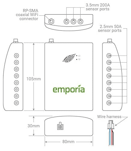EMPORIA ENERGY gen 2 Vue Emporia Smart Home Energy Moniteur avec 8 50a Circuit capteurs de Niveau | Temps réel électricité Moniteur/mètre | Solaire/Net Mesure - MultiShop.lu