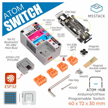 M5Stack Official ATOM HUB SWITCH Kit Intelligent Switch Bi-Directional Control Programable Industrial Scenarios - MultiShop sàrl