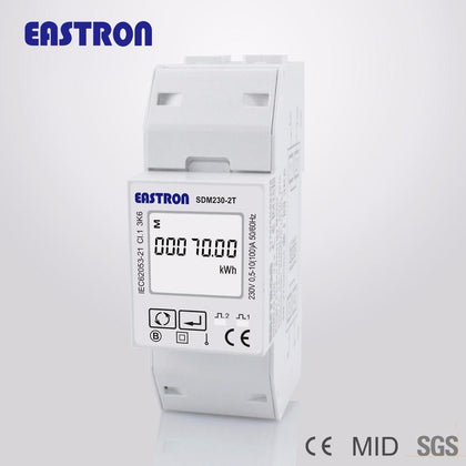 SDM230-2T MID singe phase energy meter, 220/230V, Pulse/Modbus output, RS485, remote communicate with AMR/SCADA systems, MID - MultiShop sàrl
