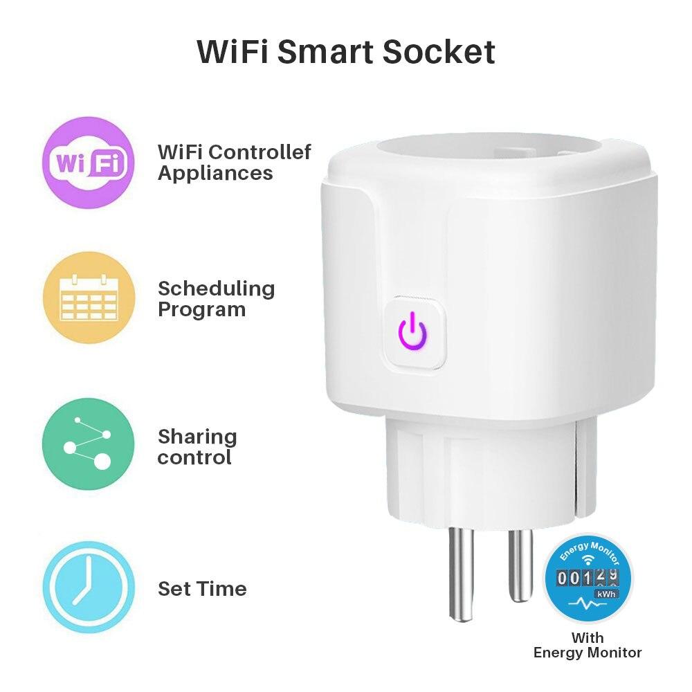 EU16A Power Monitor Timer Plug Smart Home Bluetooth Hotspot Wifi Wireless Socket  Outlet For Alexa Google Home Tuya Smartlife App