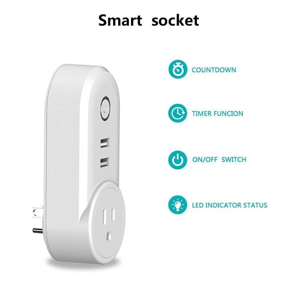 Smart WiFi Power Plug Electrical Outlet FR / GE Socket USB Time Remote Control by Smartlife Tuya App Alexa Google Home - MultiShop.lu