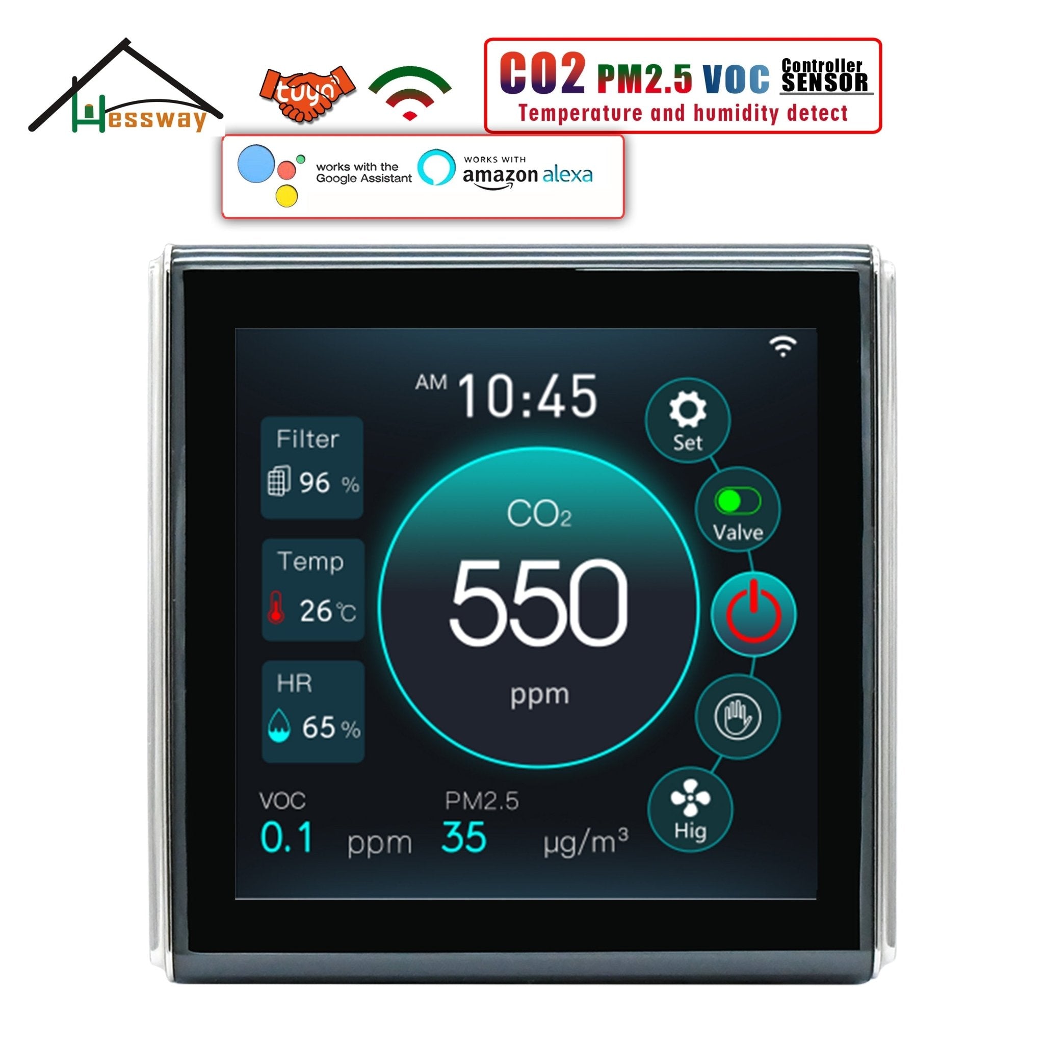 WIFI TUYA CO2 VOC PM2.5 Sensor Detector Control for DC 0-10V/AC Output –